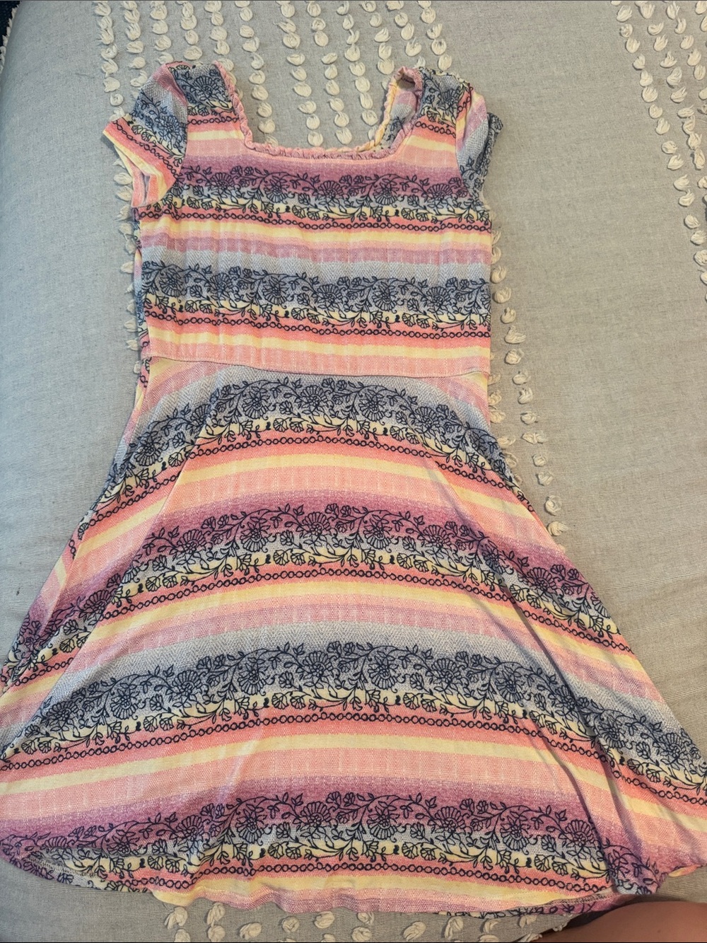abercrombie kids Pink, Navy & Yellow Striped Floral Fit-and-Flare Dress